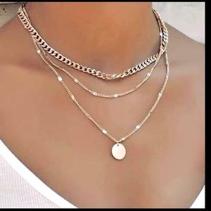 2/$10 Silver Tone Trendy Fashion 3 Lengths of Necklaces in one